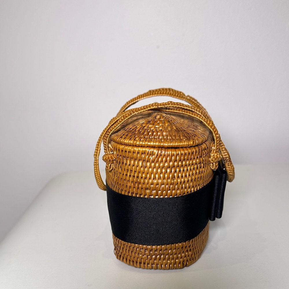 Chic Tan Woven Mini Bag with Black Accent - Picture 6 of 15